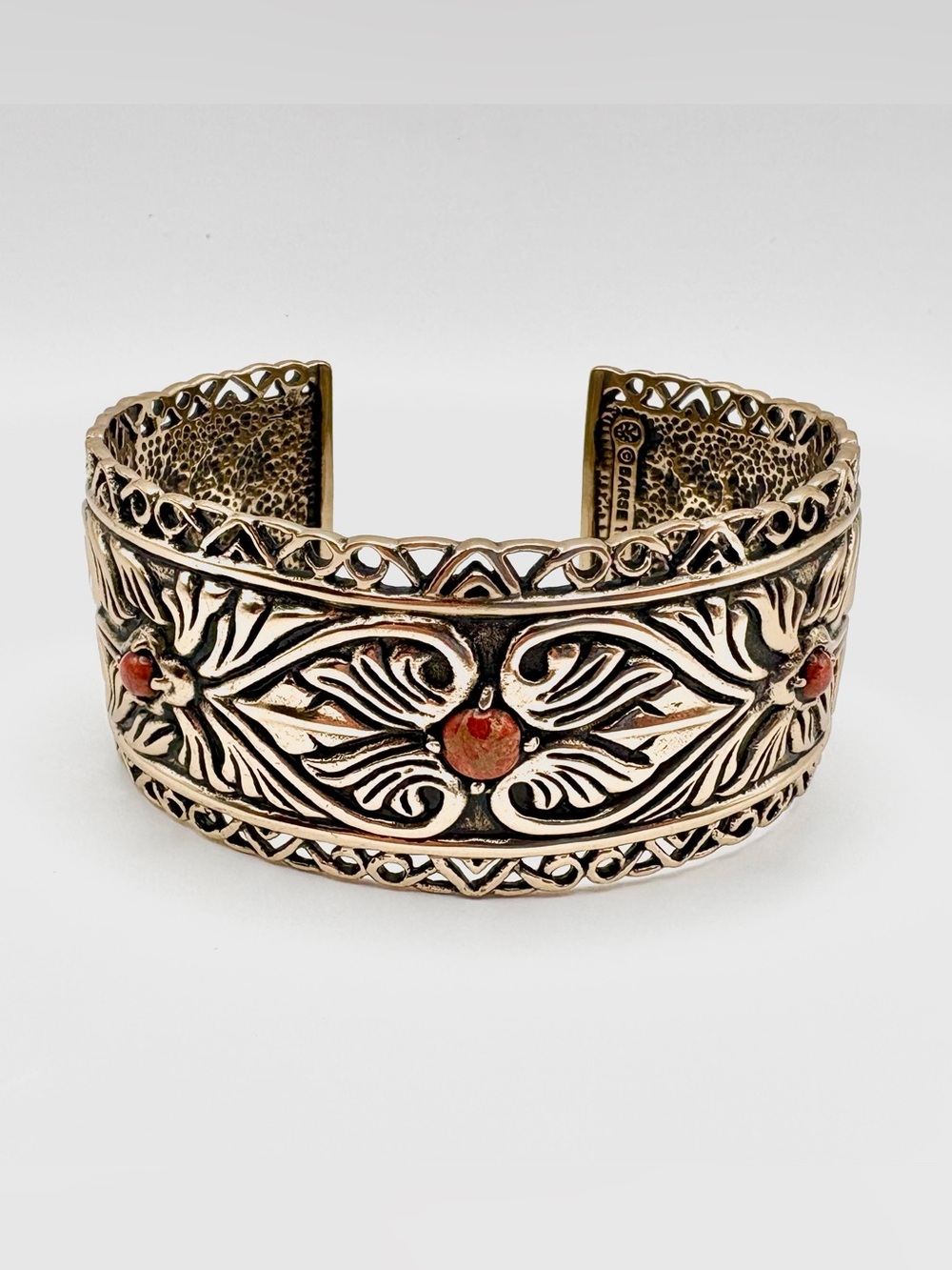 Studio Barse Natural Coral Golden Bronze Southwestern Style Cuff Bracelet